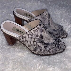 Clarks Women's Snake Print Mules